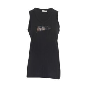 Pre Loved Comme Des Garcons Vintage Embellished Patch Tank Top Women black Tank